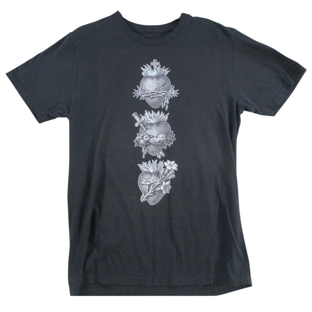 Gildan Mens Sacred Heart Graphic T-Shirt Black Cotton Religious Gothic Small‎